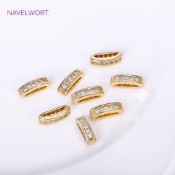18K Gold Plated 2/3 Holes Pearl Jewelry Spacers Fittings,Beads Separator,Brass Inlaid Zircon Beading Components,DIY Accessories