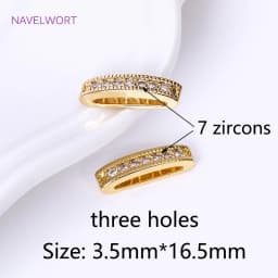 18K Gold Plated 2/3 Holes Pearl Jewelry Spacers Fittings,Beads Separator,Brass Inlaid Zircon Beading Components,DIY Accessories