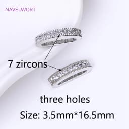 18K Gold Plated 2/3 Holes Pearl Jewelry Spacers Fittings,Beads Separator,Brass Inlaid Zircon Beading Components,DIY Accessories