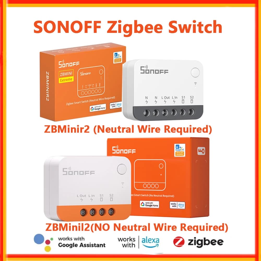 SONOFF ZBMinir2 ZBMinil2 Extreme Zigbee Mini Smart Switch (NO) Neutral Wire Required Smart Home Detach Relay Control Via EWelink