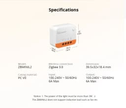 SONOFF ZBMinir2 ZBMinil2 Extreme Zigbee Mini Smart Switch (NO) Neutral Wire Required Smart Home Detach Relay Control Via EWelink