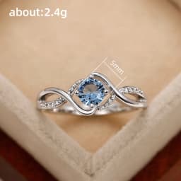 Huitan 2022 Modern Design Women's Wedding Rings Charming Blue Cubic Zirconia High Quality Silver Color Ring Engagement Jewelry