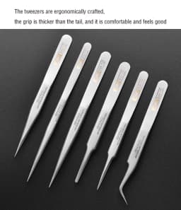 Japanese Rhino SW Series Tweezers Anti-Magnetic Anti-Acid Frosted Precision Straight Elbow Forceps