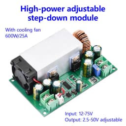 DC-DC CC CV Buck Converter Step Down Module DC 12V-75V to 5-48V 25A Adjustable Voltage Step Down Converter Supply Module