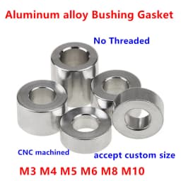 5/10pc M3 M4 M5 M6 M8 M10 Aluminum Bushing Washer Gasket Round Hollow No Thread Standoff Spacer Thickness 2/3/4/5/6/8/10/12/30mm