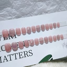 24Pcs Short Round Head Ballet Manicure Press On Nail Full Cover Artificial Coffin Fake Nails Wearing Reusable False Nails Art