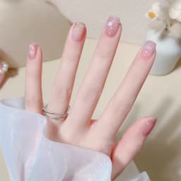 24Pcs Short Round Head Ballet Manicure Press On Nail Full Cover Artificial Coffin Fake Nails Wearing Reusable False Nails Art