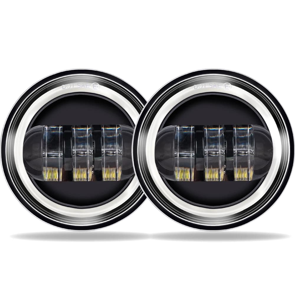 Motorcycle 2pcs 4.5 inch Led Fog Light DRL Led Fog Halo Ring 30W Round Waterproof 4 1/2 Auxiliary Passing Lamp
