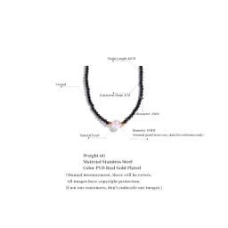 Yhpup Black Crystal Beads Chain Stainless Steel Natural Pearl Collar Necklace for Women Handmade Trade Trendy Simple Jewelry