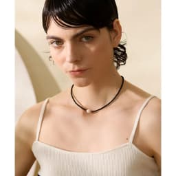 Yhpup Black Crystal Beads Chain Stainless Steel Natural Pearl Collar Necklace for Women Handmade Trade Trendy Simple Jewelry