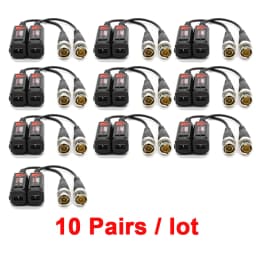 10pairs Twisted BNC CCTV Video Balun Passive Transceivers Support AHD/CVI/TVI 8MP 4K Camera Cat5e/ Cat6 UTP Cable Connectors