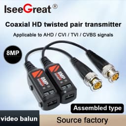 10pairs Twisted BNC CCTV Video Balun Passive Transceivers Support AHD/CVI/TVI 8MP 4K Camera Cat5e/ Cat6 UTP Cable Connectors