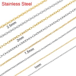 5meters Stainless Steel Link Chains Bulk Lot Dia 1mm 1.5mm 2mm 2.5mm Necklace Bracelet Chains for Diy Jewelry Making Supplies