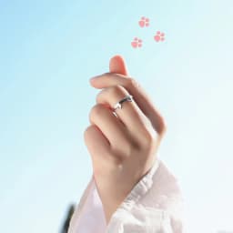 2pcs Y2K Cute Cat Paw Print Ring Women Girls Adjustable Cat Ears Paw Animal Finger Ring Couple Cartoon Little Gift Jewelry