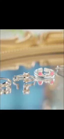 2pcs Y2K Cute Cat Paw Print Ring Women Girls Adjustable Cat Ears Paw Animal Finger Ring Couple Cartoon Little Gift Jewelry