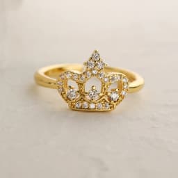 NEWBUY 2025 Trendy Gold Color Crown Charm Finger Rings Open Design Adjustable Shiny CZ Zircon Wedding Jewelry Female