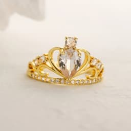 NEWBUY 2025 Trendy Gold Color Crown Charm Finger Rings Open Design Adjustable Shiny CZ Zircon Wedding Jewelry Female