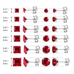 Stainless Steel Stud Earrings For Women Men Hypoallergenic Red Sets Multipack Cubic Zirconia Earrings Studs 3-8mm