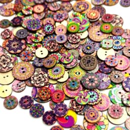 100Pcs Retro Round Wooden Buttons DIY Hand-Sewing Process Printing Wood Chips 15/20/25mm Two-Holes Button For Clothes Decoration