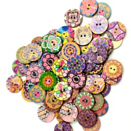 100Pcs Retro Round Wooden Buttons DIY Hand-Sewing Process Printing Wood Chips 15/20/25mm Two-Holes Button For Clothes Decoration