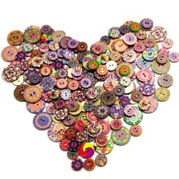 100Pcs Retro Round Wooden Buttons DIY Hand-Sewing Process Printing Wood Chips 15/20/25mm Two-Holes Button For Clothes Decoration