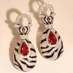 Foydjew 2023 New Trend Modern Retro Zebra Pattern Ruby Jewelry Sets European American Fashion Leopard Rings Drop Earrings