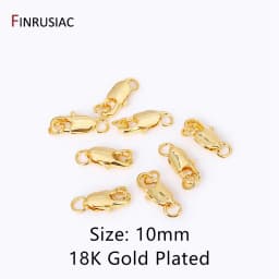14k/18k Gold Plated Brass Oval Lobster Clasps With Closed Rings Connectors For Jewelry Making, DIY Jewelry Clasps Wholesale
