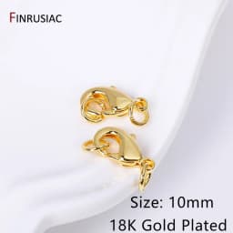 14k/18k Gold Plated Brass Oval Lobster Clasps With Closed Rings Connectors For Jewelry Making, DIY Jewelry Clasps Wholesale