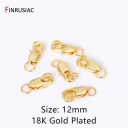 14k/18k Gold Plated Brass Oval Lobster Clasps With Closed Rings Connectors For Jewelry Making, DIY Jewelry Clasps Wholesale