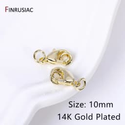 14k/18k Gold Plated Brass Oval Lobster Clasps With Closed Rings Connectors For Jewelry Making, DIY Jewelry Clasps Wholesale