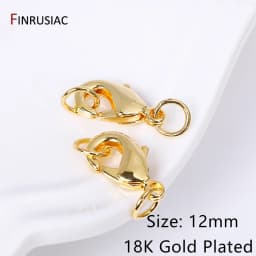 14k/18k Gold Plated Brass Oval Lobster Clasps With Closed Rings Connectors For Jewelry Making, DIY Jewelry Clasps Wholesale