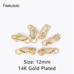 14k/18k Gold Plated Brass Oval Lobster Clasps With Closed Rings Connectors For Jewelry Making, DIY Jewelry Clasps Wholesale