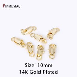 14k/18k Gold Plated Brass Oval Lobster Clasps With Closed Rings Connectors For Jewelry Making, DIY Jewelry Clasps Wholesale