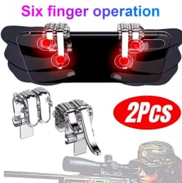 6 Finger Pubg Mobile Game Controller Phone Gamepad W6 Trigger L1 R1 Aim Shooting Button Joystick For IPhone Android Phone