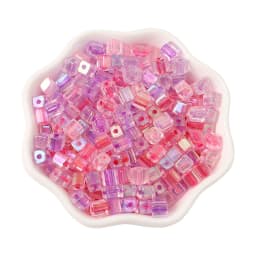 New 50pcs 5mm Colorful Glass Square Seed Beads Charm Cube Loose Spacer Beads for Jewelry Making DIY Bracelet Necklace Craft