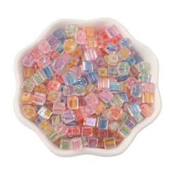 New 50pcs 5mm Colorful Glass Square Seed Beads Charm Cube Loose Spacer Beads for Jewelry Making DIY Bracelet Necklace Craft