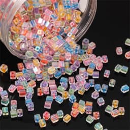 New 50pcs 5mm Colorful Glass Square Seed Beads Charm Cube Loose Spacer Beads for Jewelry Making DIY Bracelet Necklace Craft