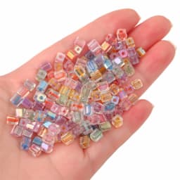 New 50pcs 5mm Colorful Glass Square Seed Beads Charm Cube Loose Spacer Beads for Jewelry Making DIY Bracelet Necklace Craft