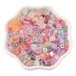 New 50pcs 5mm Colorful Glass Square Seed Beads Charm Cube Loose Spacer Beads for Jewelry Making DIY Bracelet Necklace Craft
