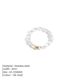 EMANCO Korean Imitation Pearl Minimalist Pearl Finger Ring White Round Pearl Ring Wedding Anniversary Gift