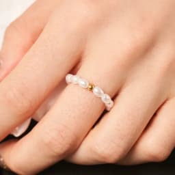EMANCO Korean Imitation Pearl Minimalist Pearl Finger Ring White Round Pearl Ring Wedding Anniversary Gift