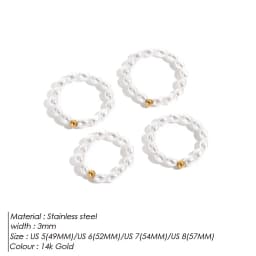 EMANCO Korean Imitation Pearl Minimalist Pearl Finger Ring White Round Pearl Ring Wedding Anniversary Gift