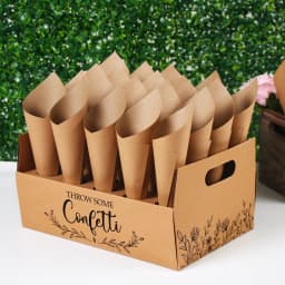 Kraft Paper Wedding Confetti Cone Holder Support for Wedding Decor Confetti Cones Stand Box Tray Fake Flower Wedding Paper Cones