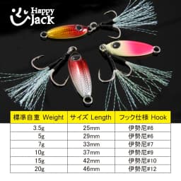 HappyJack Rockfishing Slow Drop Micro Cast Metal Jig 3.5G 5G 7G 10G 15G 20G Micro Jig Shore Casting Jigging Spoon Saltwater JIG