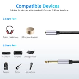 Gold Plated 1/4 To 1/8 Inch TRS 3.5mm Jack Female To 6.35mm Male Aux Stereo Audio Adapter Cable for Headphones Amplifier Guitar
