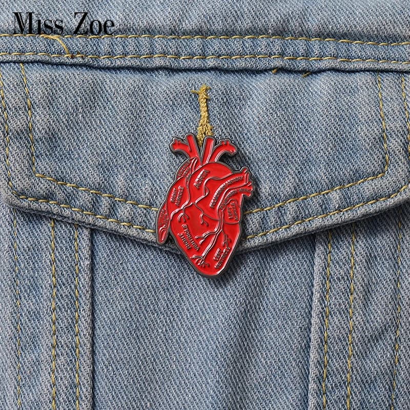 Organ Heart Enamel Pins Custom Anatomy Medical Brooches Lapel Badges Gothic Jewelry Gift for Student Friends