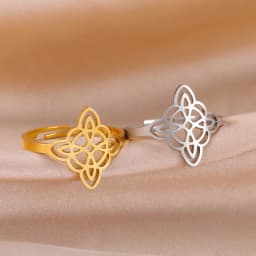 Lemegeton Witch Knot Ring for Women Stainless Steel Adjustable Finger Rings Supernatural Jewelry Accessories Amulet Lucky Gift