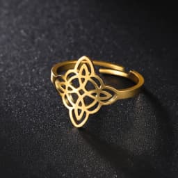 Lemegeton Witch Knot Ring for Women Stainless Steel Adjustable Finger Rings Supernatural Jewelry Accessories Amulet Lucky Gift