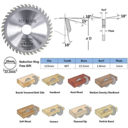 1pcs 115mm Woodworking Circular Saw Blade with a Diameter of 22.2mm and 40 Teeth Wood Cutting Saw Blade