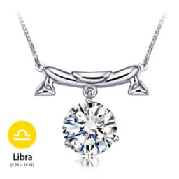 Fashion Silver Color Zodiac Sign 12 Constellation Pendant Necklaces Sparkling Zircon Charm Necklace for Women Girl Birthday Gift
